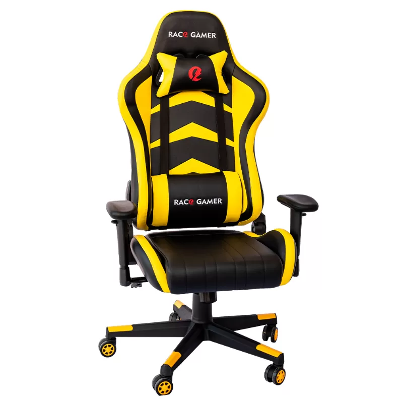 Cadeira PC Gamer Racer Profissional - Preto / Amarelo. A Melhor Cadeira PC Gamer. Qualidade Excepcional! MXRacer Preto/Amarelo